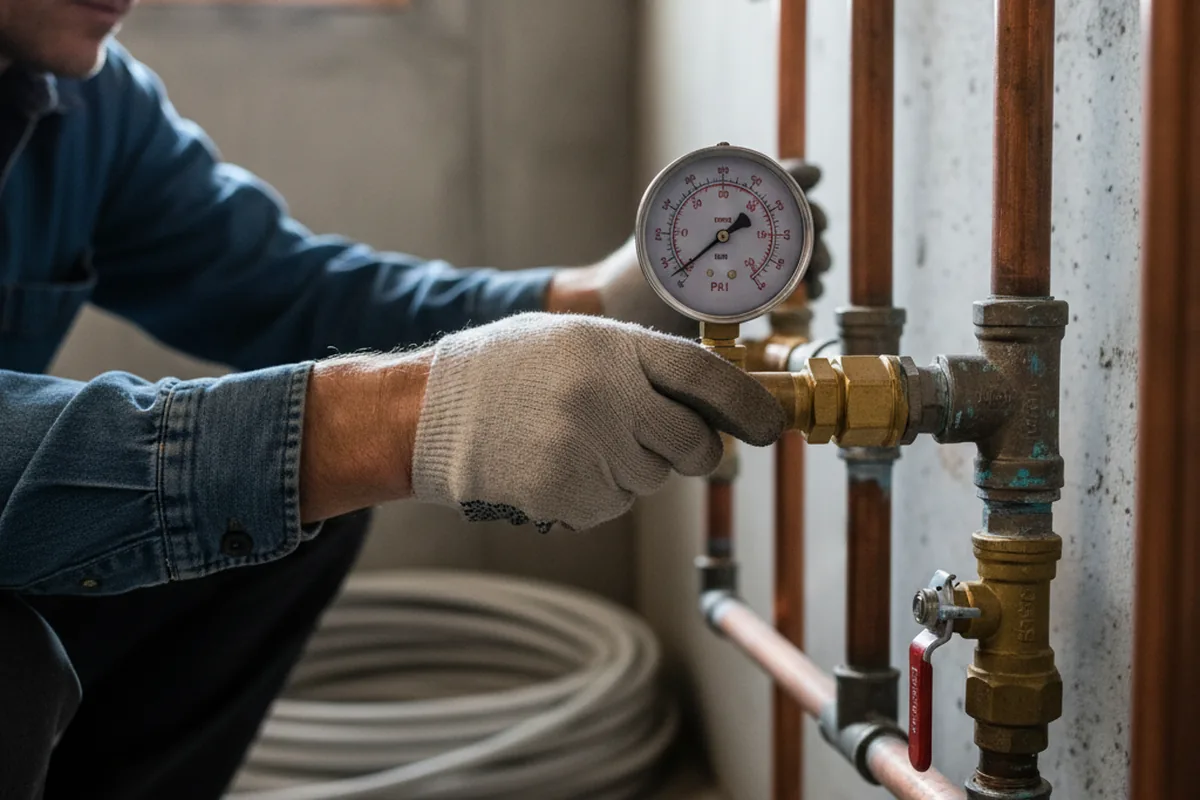 Pressure testing a repaired line during Water Line Repair in West Liberty